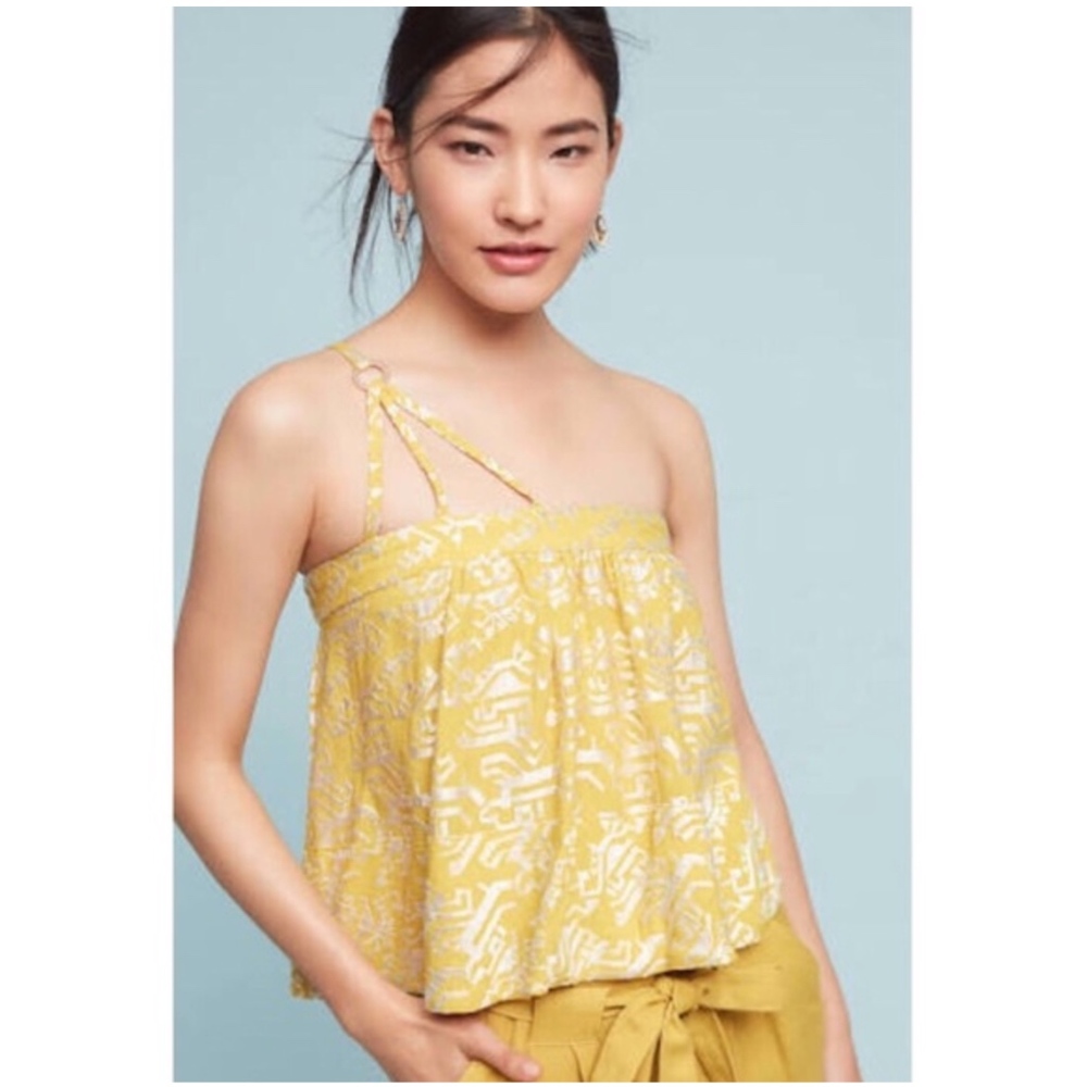 Floreat Anthropologie Metallic Sun-Etched Blouse - Picture 1 of 4